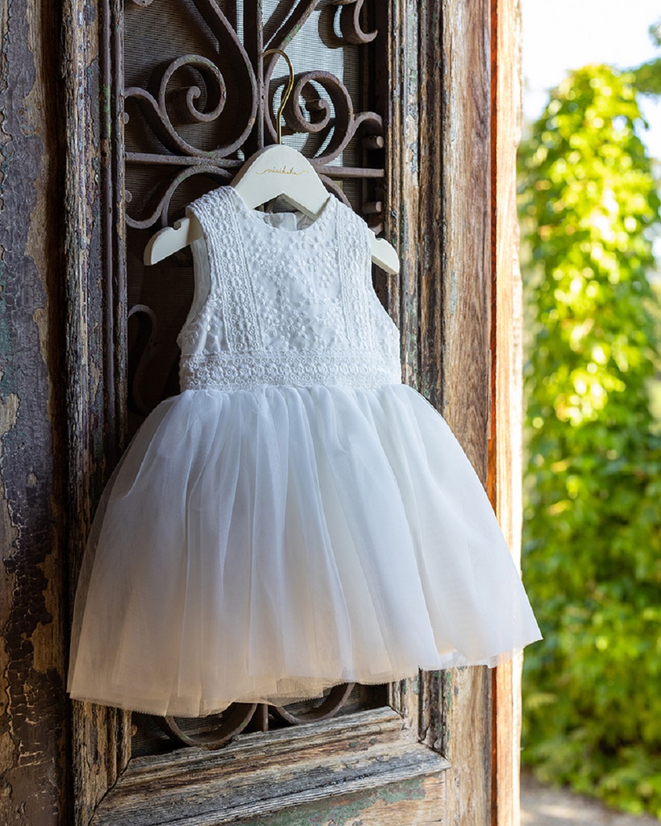 Girls Cotton Short Sleeve Dress Christening Baptism Gown with Lace and –  Sparkly Gowns