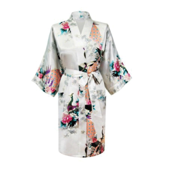Bridal Party Satin Robes – Peacock Design - Giftables
